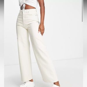Weekday Ace High Waist Wide Leg Jeans in ecru